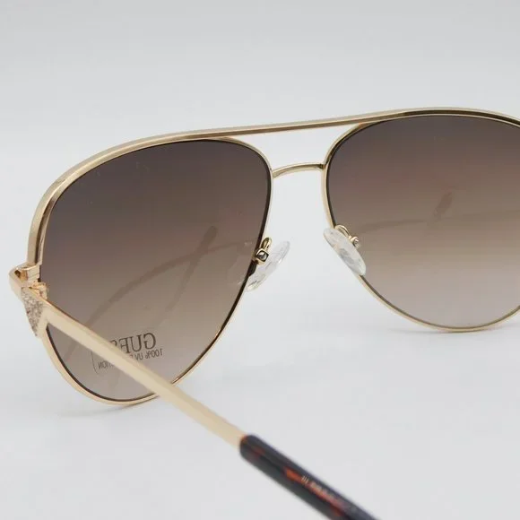 NEW GUESS GU6098 32F GOLD BROWN GRADIENT AVIATOR WOMEN'S SUNGLASSES 64-1… - Picture 7 of 11